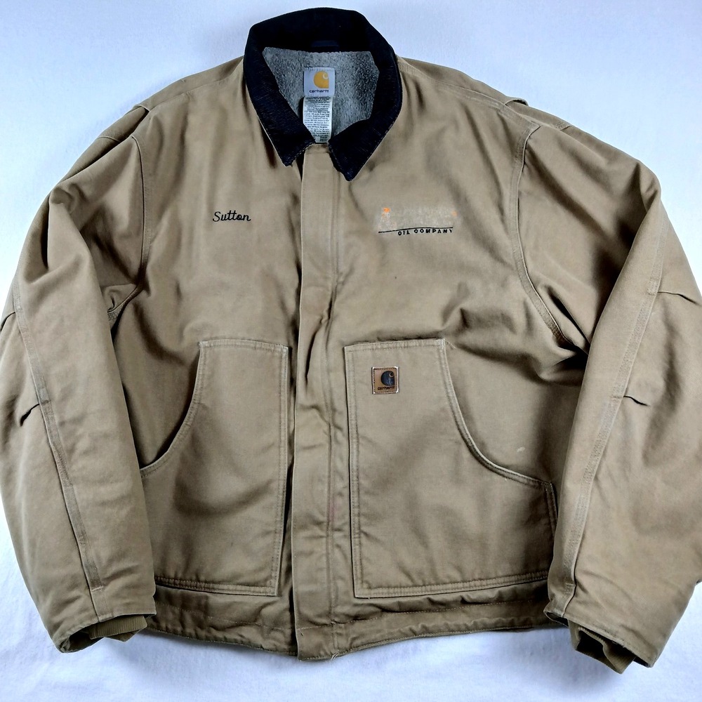 Carhartt J164 CML Sherpa Lined Duck Canvas Jacket Camel Tan Mens 2XL Regular